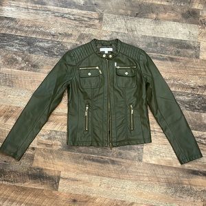Green faux leather jacket